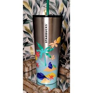 *ANIMAL RESCUE FUNDRAISER*Starbucks Tropical Island Stainless Steel Tumbler 24oz